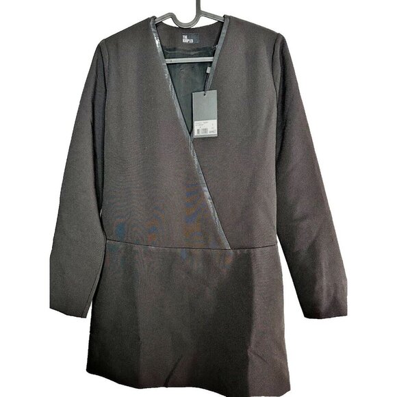 THE KOOPLES Short Black Crossover Long Sleeve Dress S Preppy Cocktail Career - Picture 6 of 10